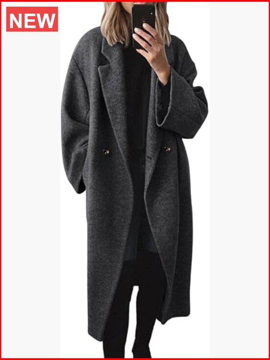 Jackets & Blazers - Women's Double Breasted Wool Coat Long Sleeve Notch Lapel Trench